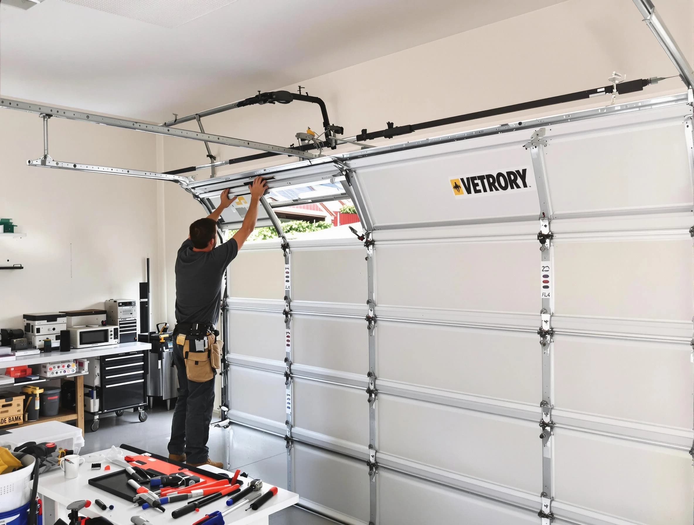 Upper Arlington Garage Door Repair technician performing section replacement in Upper Arlington