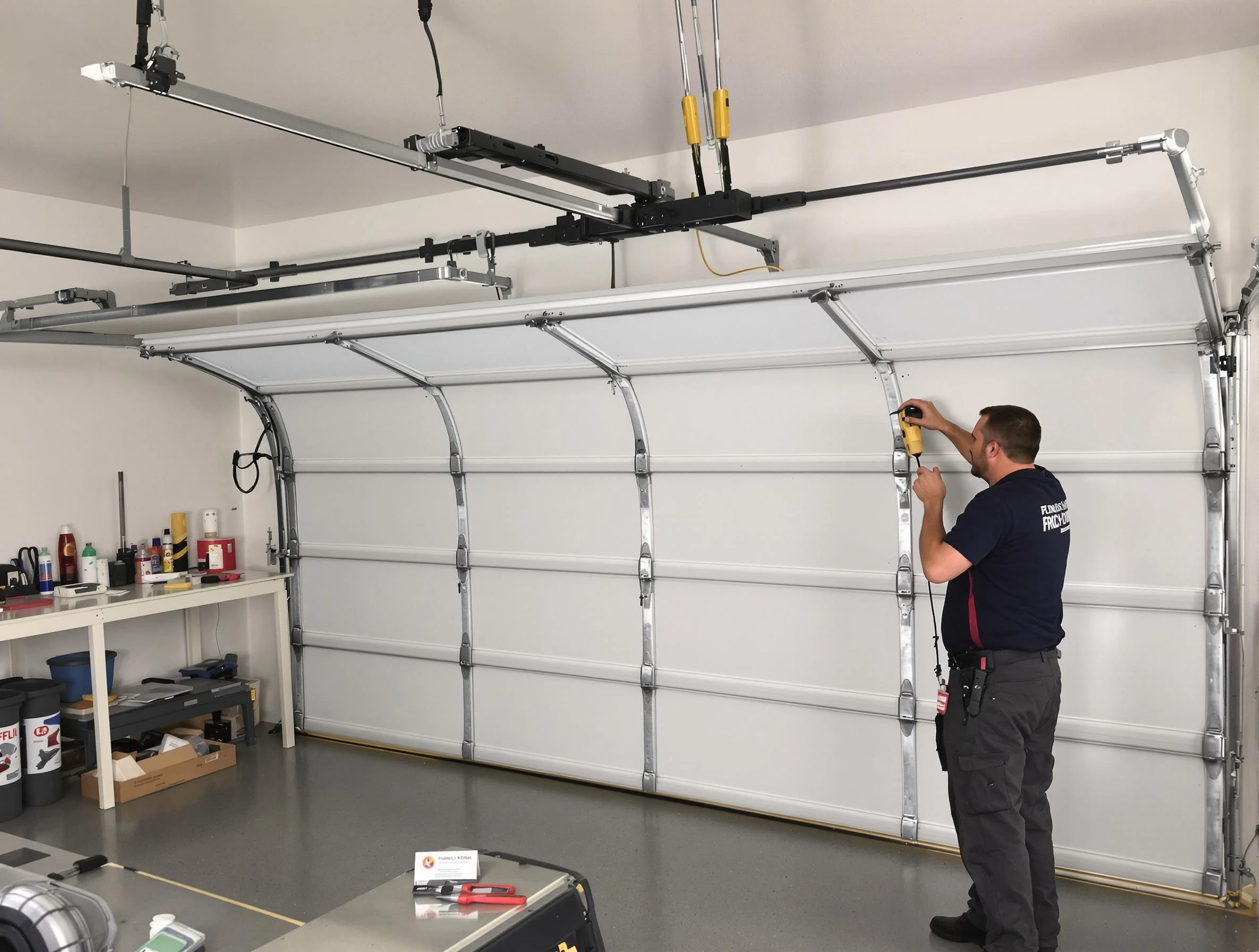 Upper Arlington Garage Door Repair certified technician performing overhead door system repair in Upper Arlington