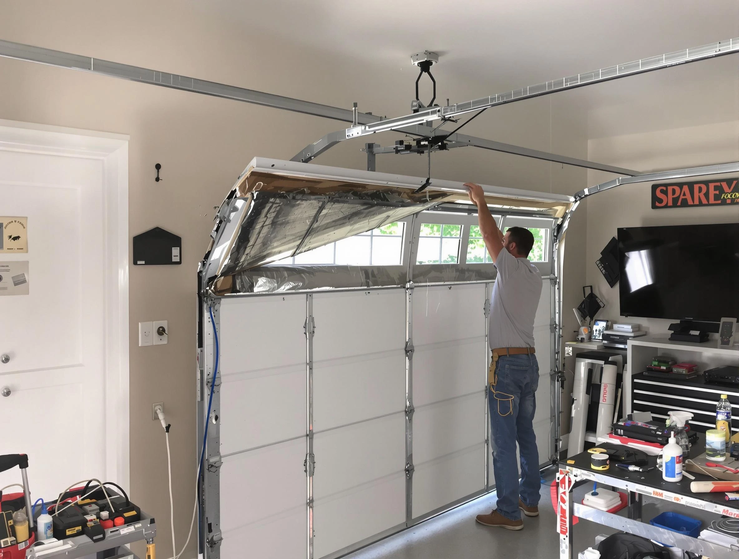 Garage door section replacement by Upper Arlington Garage Door Repair in Upper Arlington